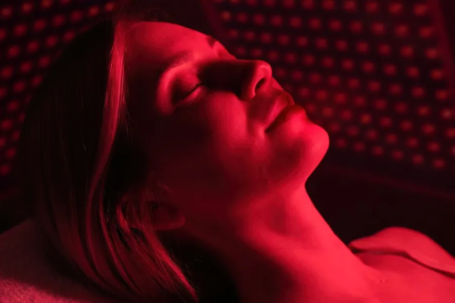 Red-Light-Therapy-Clinic A woman lies in a red light therapy device. Get red light therapy from Frank Lanzisera, D.C. in Tampa Bay Metro.