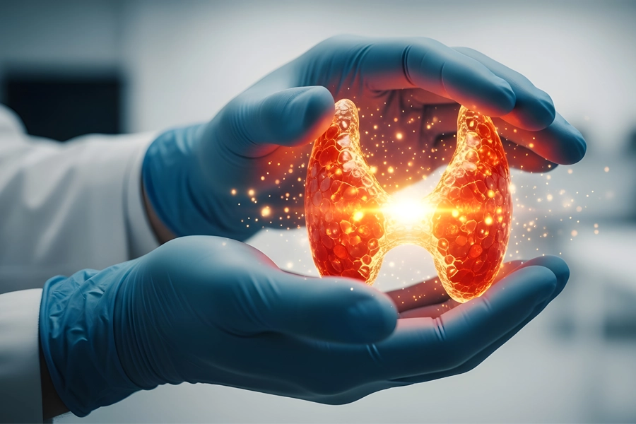 Thyroid-Clinic A doctor's hands holding a 3D illustration of a thyroid. Get treatment for thyroid issues from Frank Lanzisera, D.C. in Tampa Bay Metro.